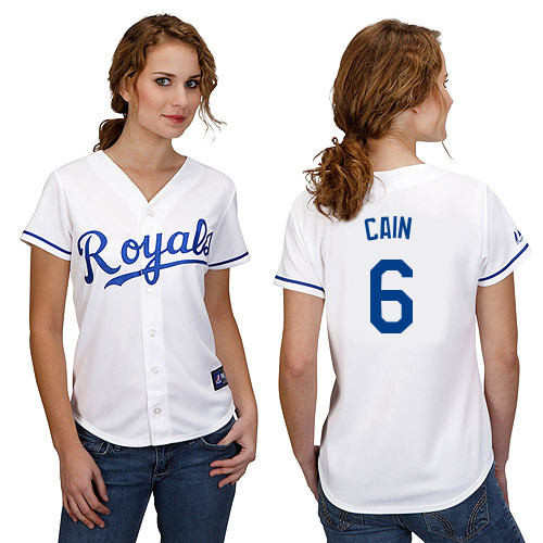 Lorenzo Cain #6 mlb Jersey-Kansas City Royals Women's Authentic Home White Cool Base Baseball Jersey